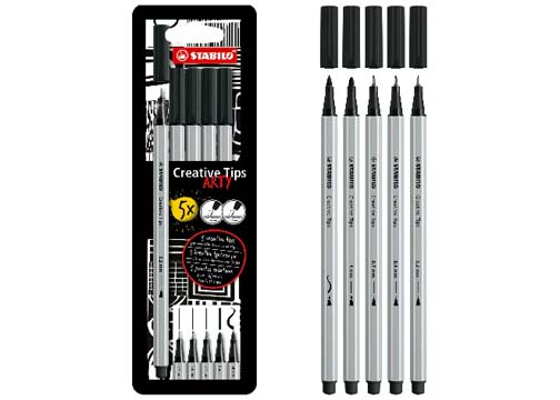 SET DE 5 MARCADORES PUNTA FINA CREATIVE TIPS 0 2  0 4 0 7  1 0